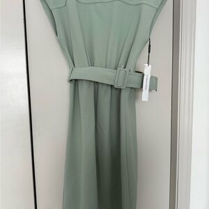 Calvin Klein Sage Belted Midi Dress